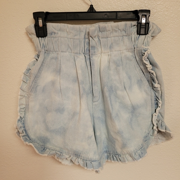 Sea New York Daryl High Waist Bleached Blue Ruffle Shorts NEW - Picture 3 of 6
